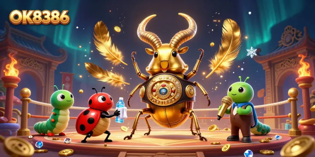 Engage in exciting gameplay at OK8386, featuring a vibrant 3D casino scene with dynamic characters in action.