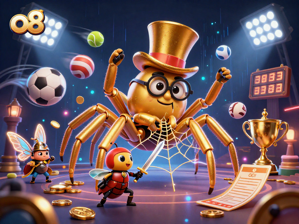 Engage with o8's thrilling casino experience featuring a golden tarantula and fun betting actions.