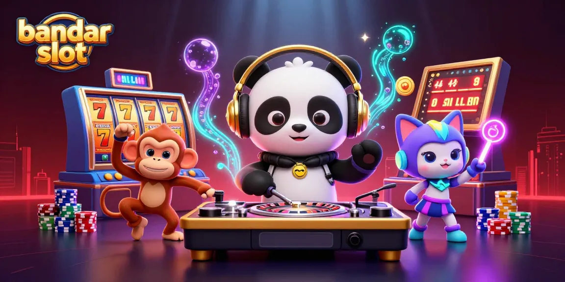 Experience the excitement of bandar slot through an energetic casino-themed illustration.