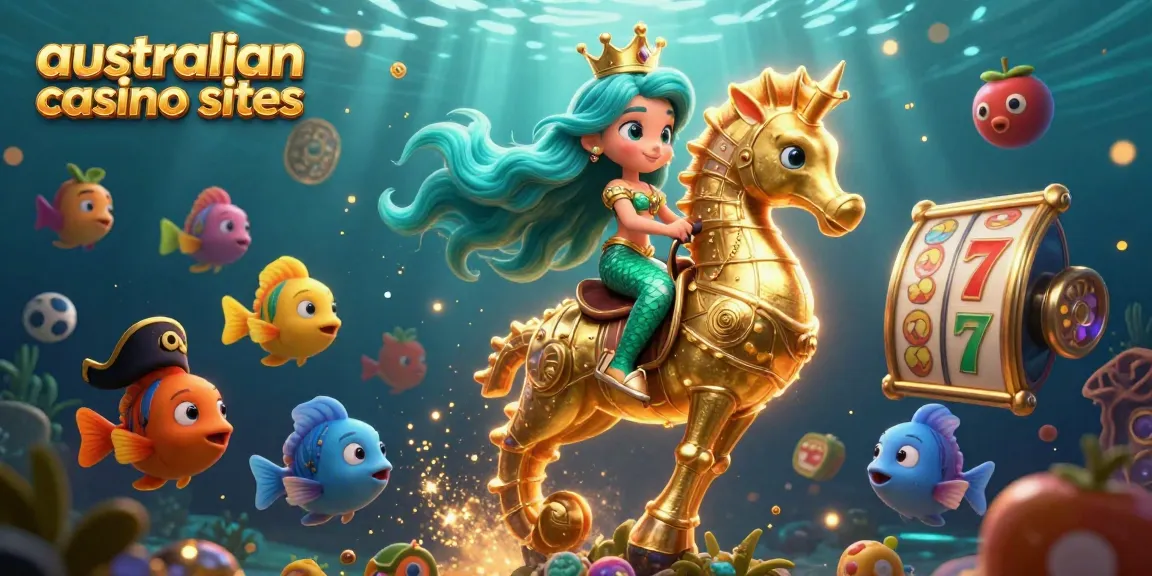 Experience the thrill of australian casino sites with engaging slot games and festive underwater scenes.