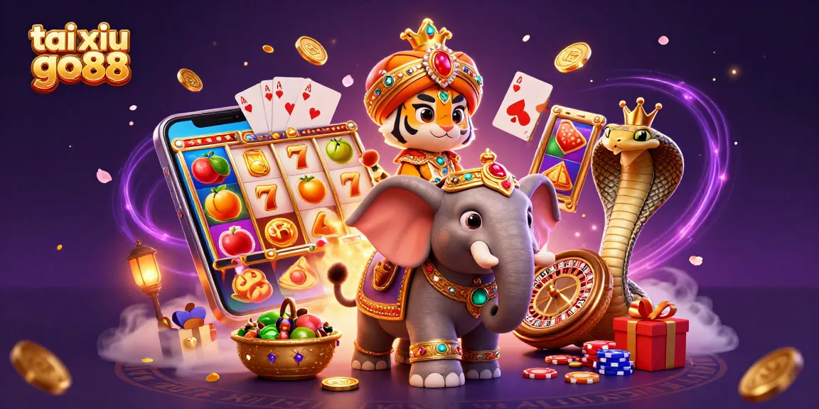 Experience the thrill of tai xiu go88 with vibrant slot reels and dynamic casino elements.