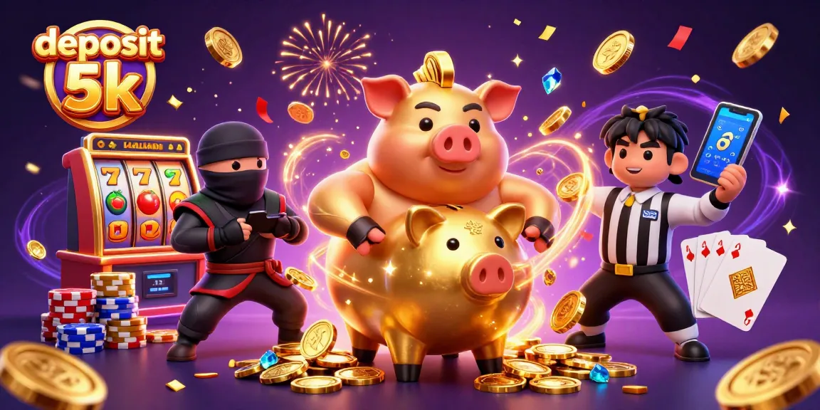 Engage with thrilling gameplay at deposit 5k, featuring vibrant 3D characters, slots, and dazzling casino effects.