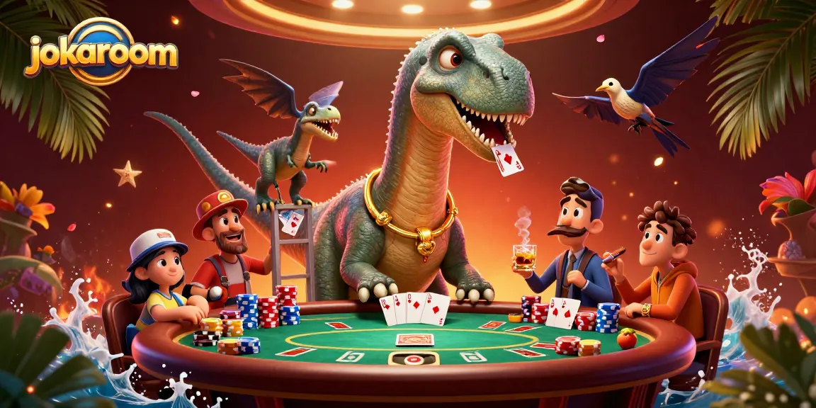 Experience the excitement at jokaroom with a vibrant 3D casino scene featuring a giant brontosaurus.