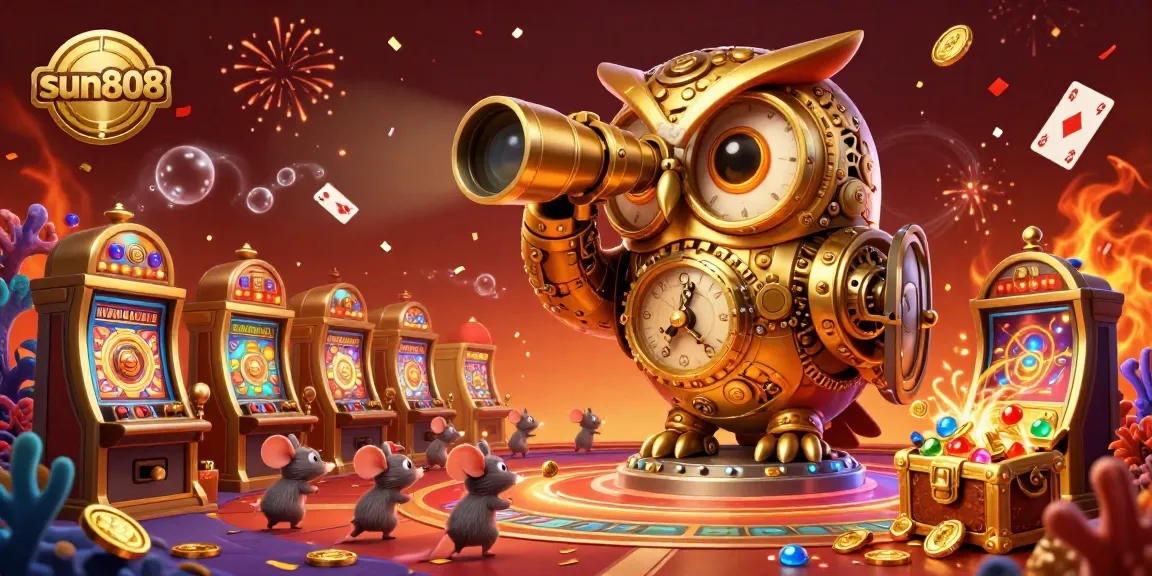 Experience exciting wins at sun808 in a vibrant 3D casino scene with colorful characters and rich game elements.
